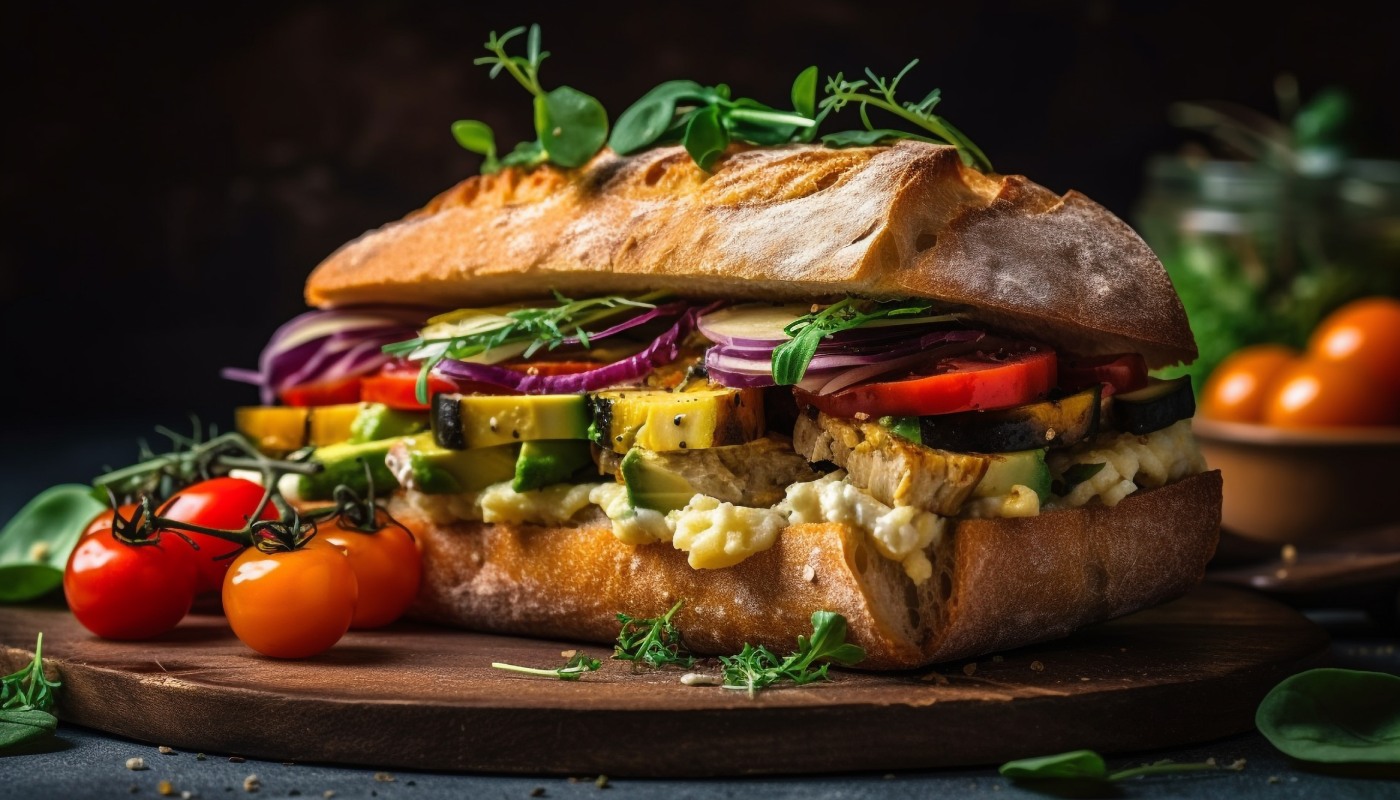 hummus and veggie sandwich